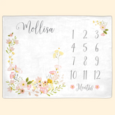 Baby Girl Month Milestone Blanket- Blossom, Girl, Personalized Baby Blanket